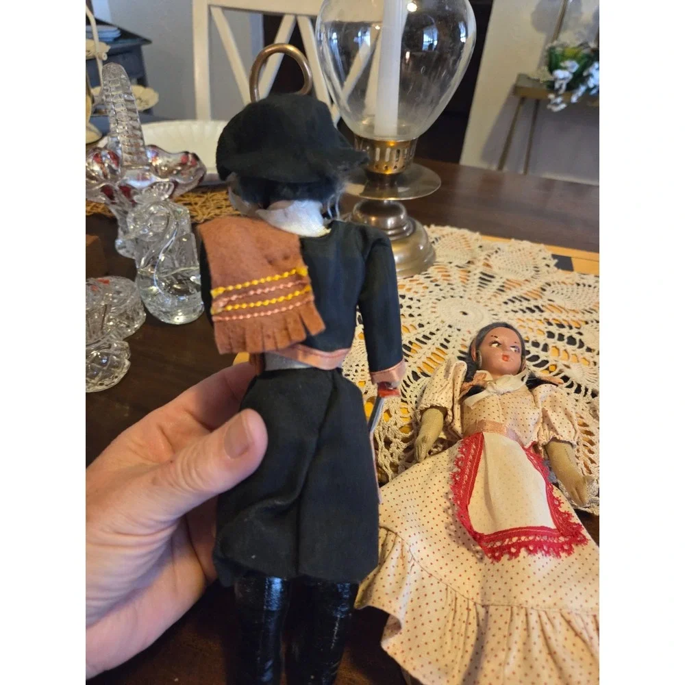 vintage Argentine gaucho folk art doll featuring a hand-painted face